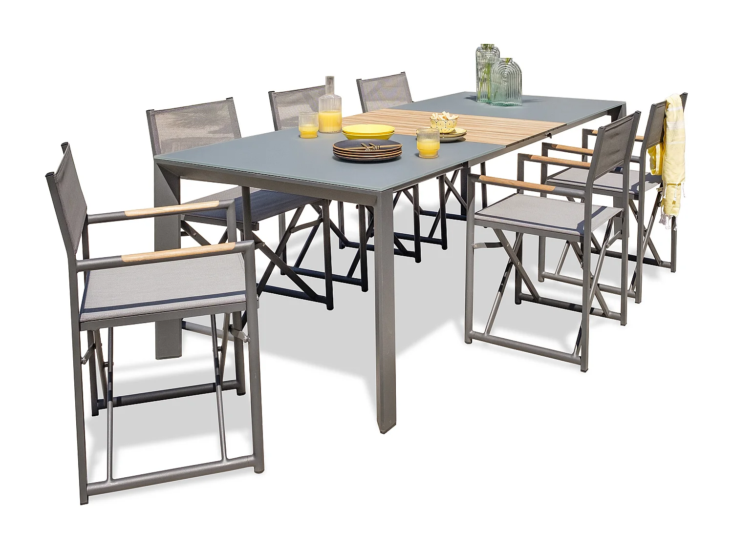 Ensemble repas de jardin 6 places en aluminium