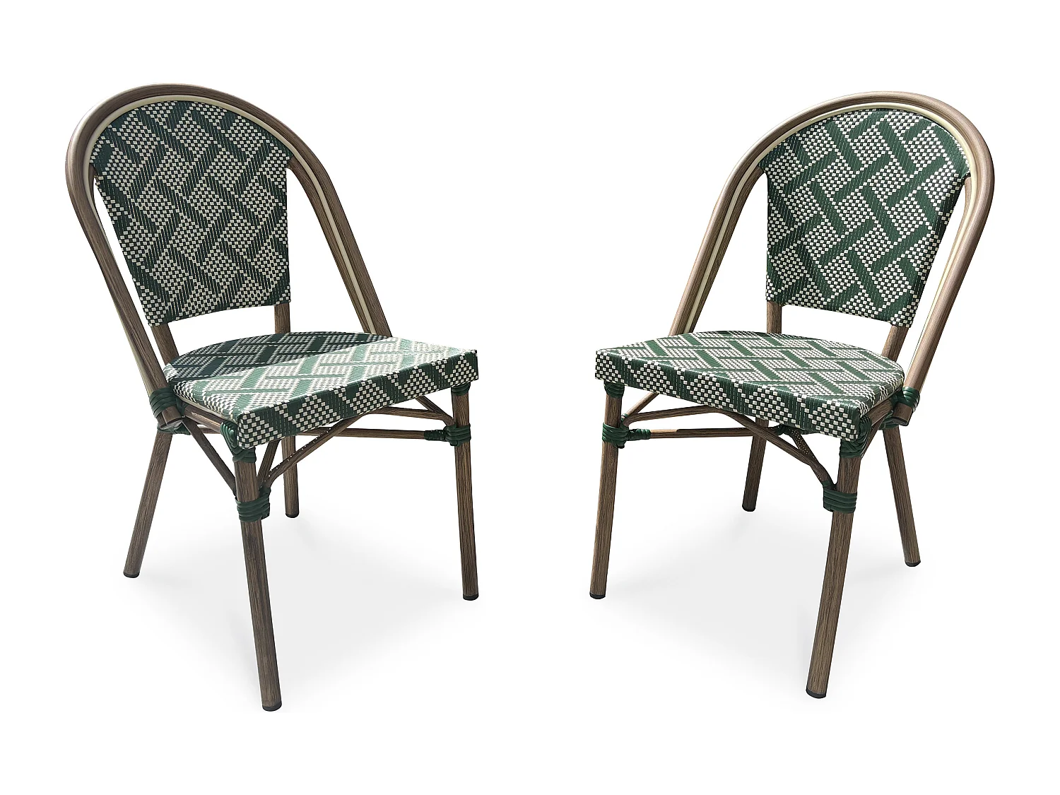 Lot de 2 fauteuils de jardin empilables en aluminium - vert