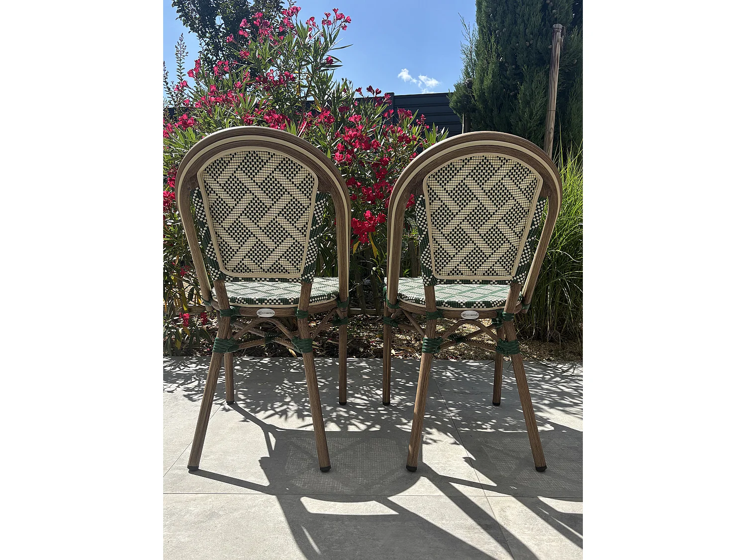 Lot de 2 fauteuils de jardin empilables en aluminium - vert