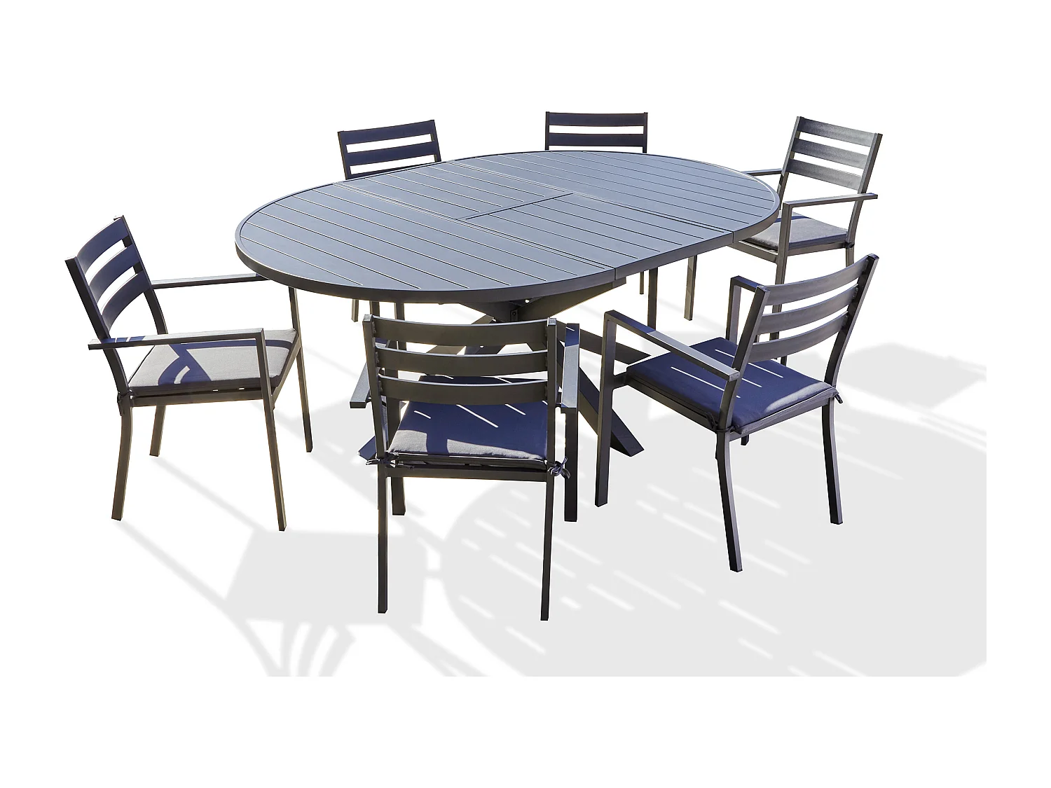 Ensemble repas 6 places en aluminium avec rallonge papillon