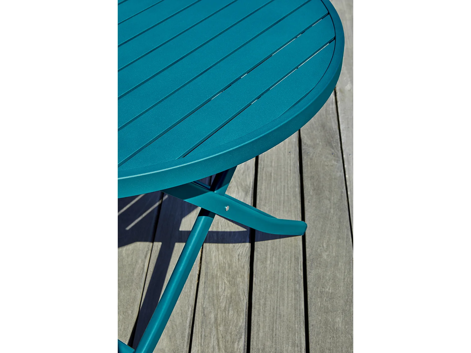 Ensemble repas de jardin 4 places en aluminium bleu canard