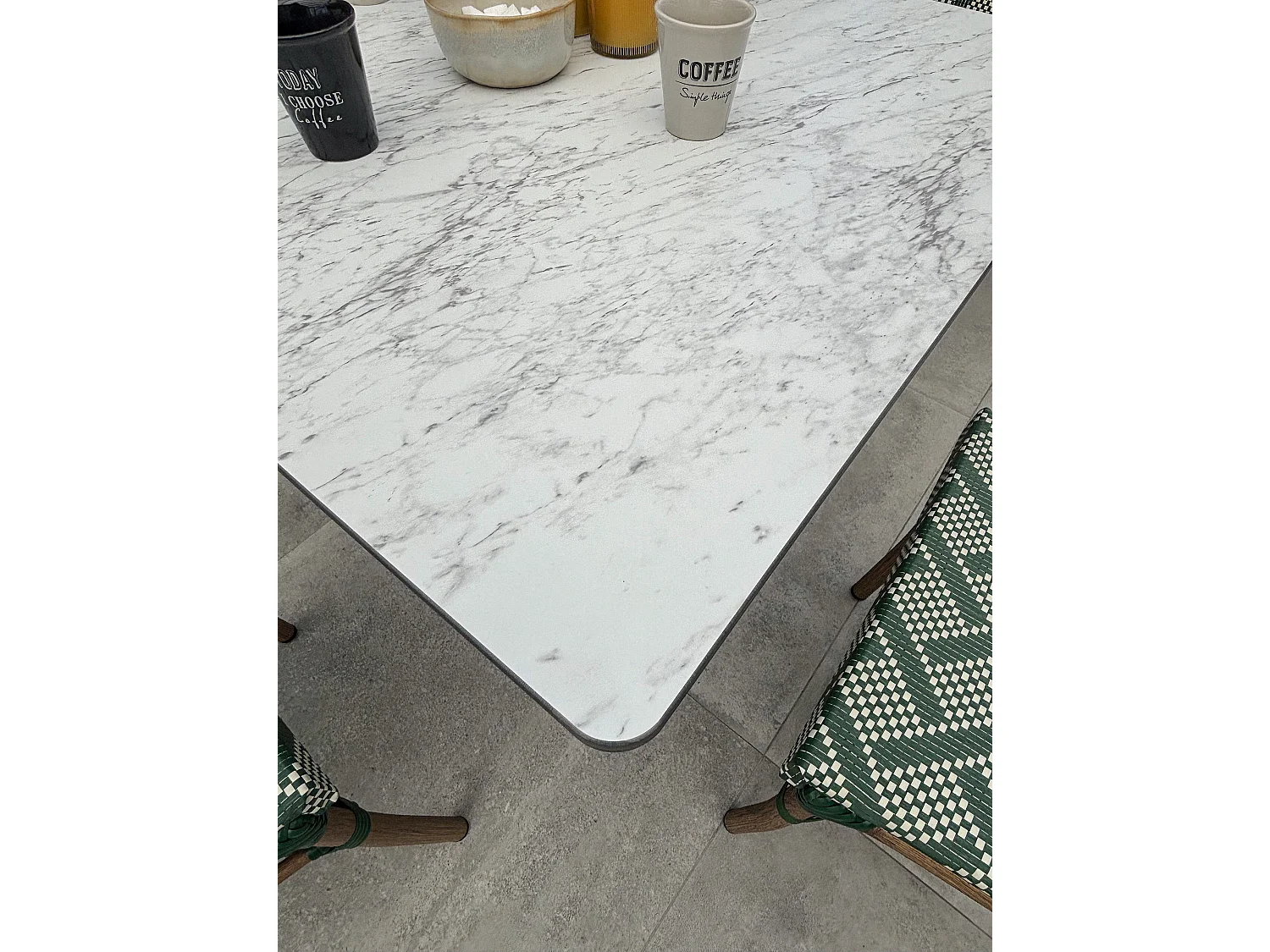 Set da pranzo da giardino a 2 posti in acciaio con piano in HPL