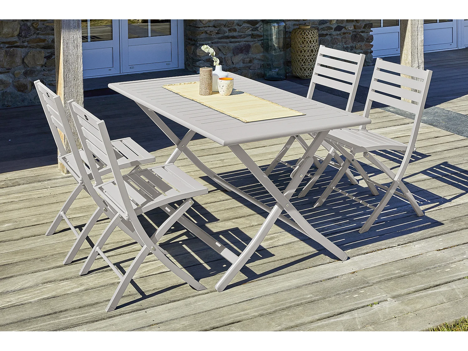 Ensemble repas de jardin 4 places en aluminium