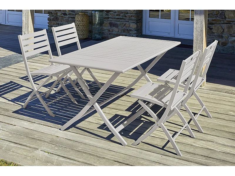 Ensemble repas de jardin 4 places en aluminium