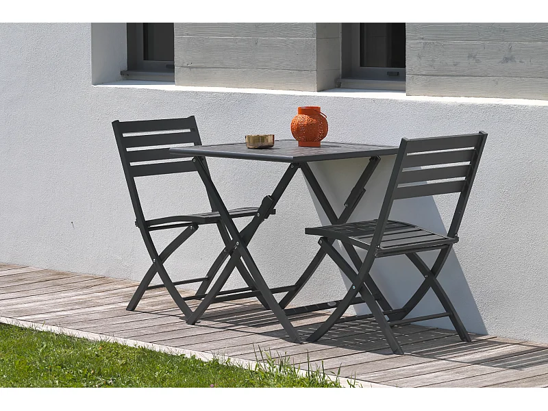 Ensemble repas de jardin 2 places en aluminium