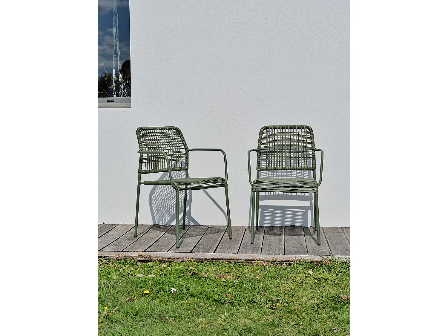 Conjunto de 2 cadeirões de jardim em corda e aço