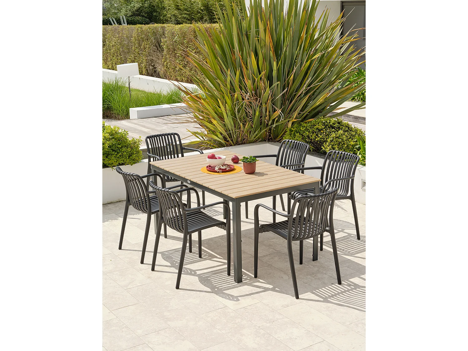 Ensemble repas de jardin 6 places en aluminium  - BOSTON