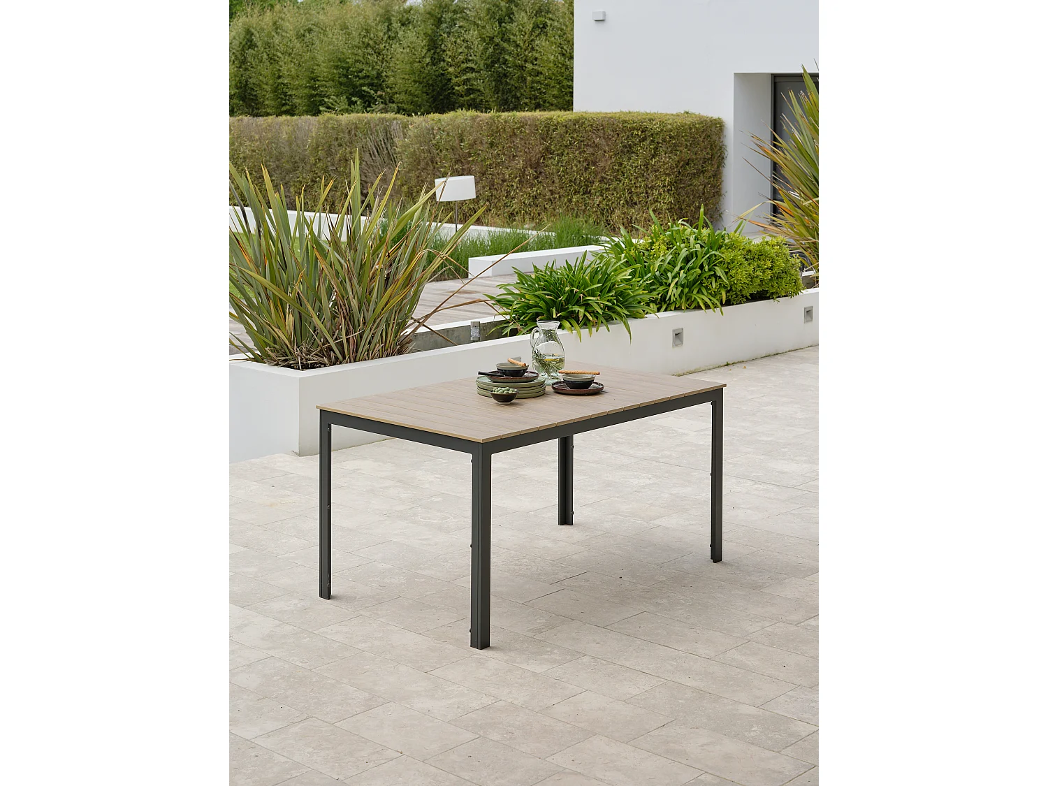 Ensemble repas de jardin 6 places en aluminium  - BOSTON