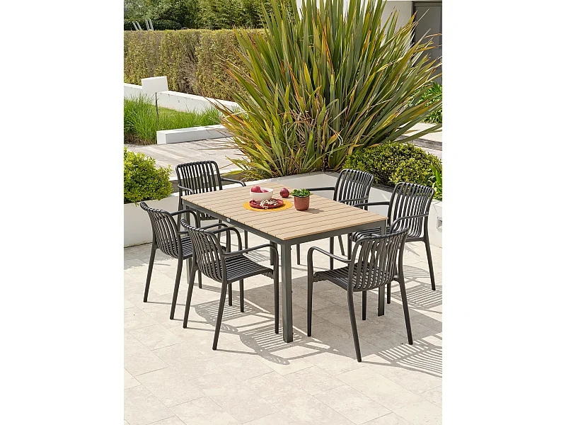 Conjunto de comedor de jardín 6 plazas de aluminio