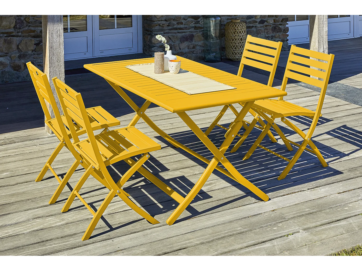 Ensemble repas de jardin 4 places en aluminium
