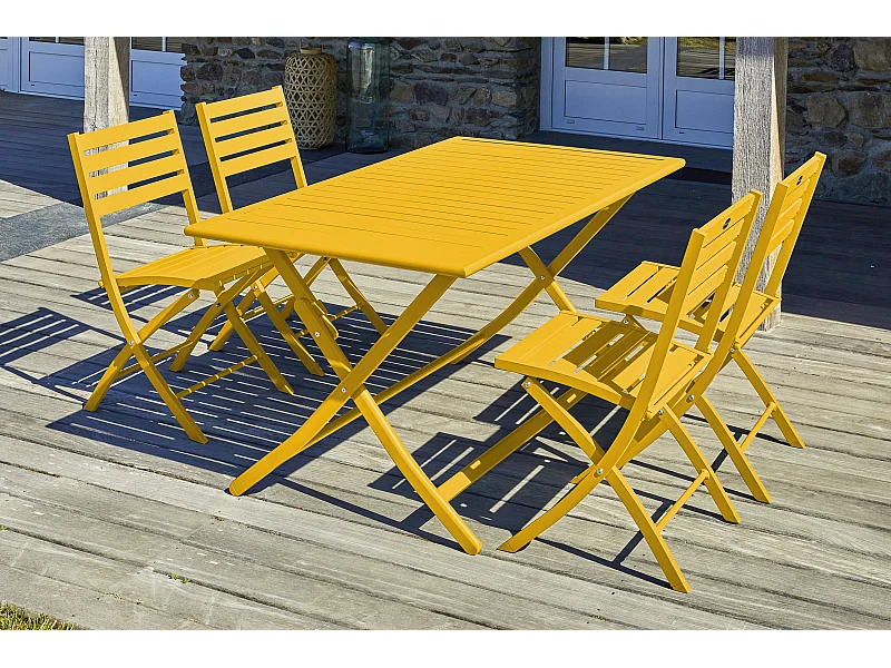 Ensemble repas de jardin 4 places en aluminium