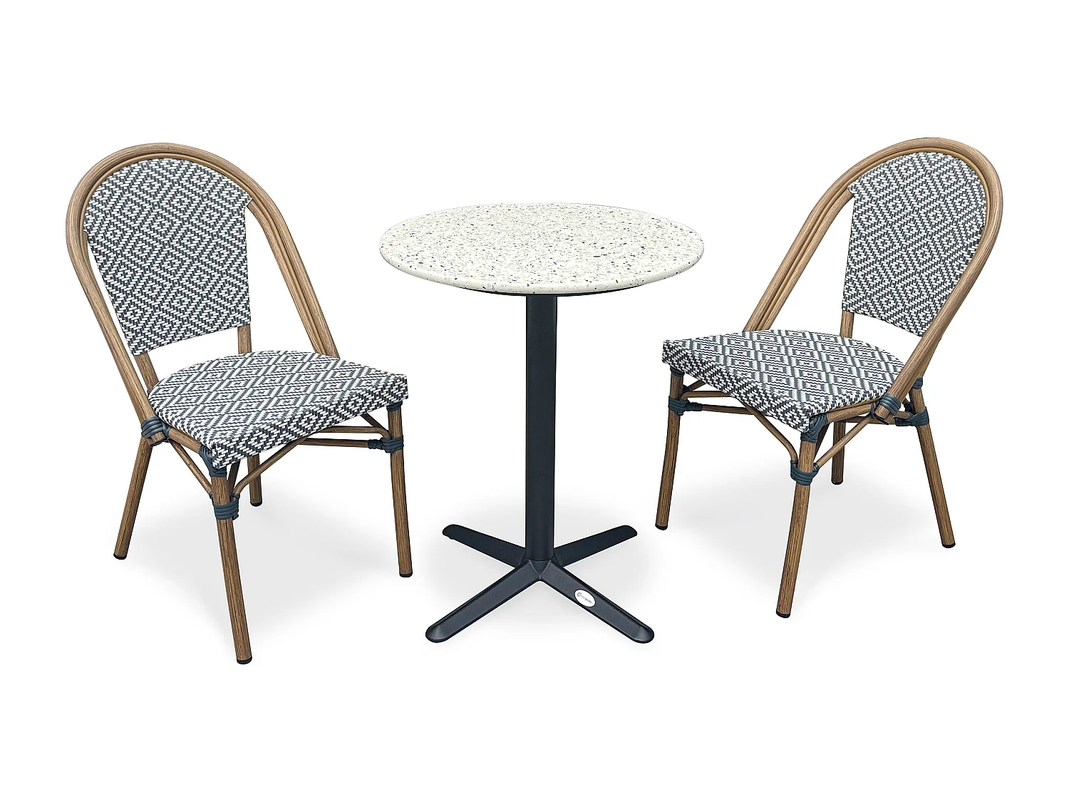 Set da pranzo da giardino in acciaio e terrazzo a 2 posti