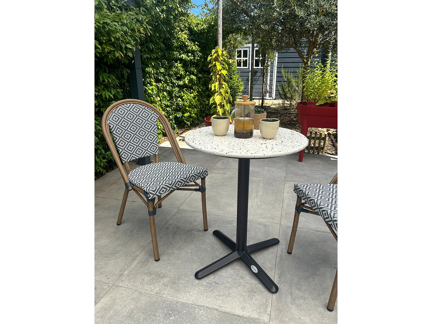 Set da pranzo da giardino in acciaio e terrazzo a 2 posti