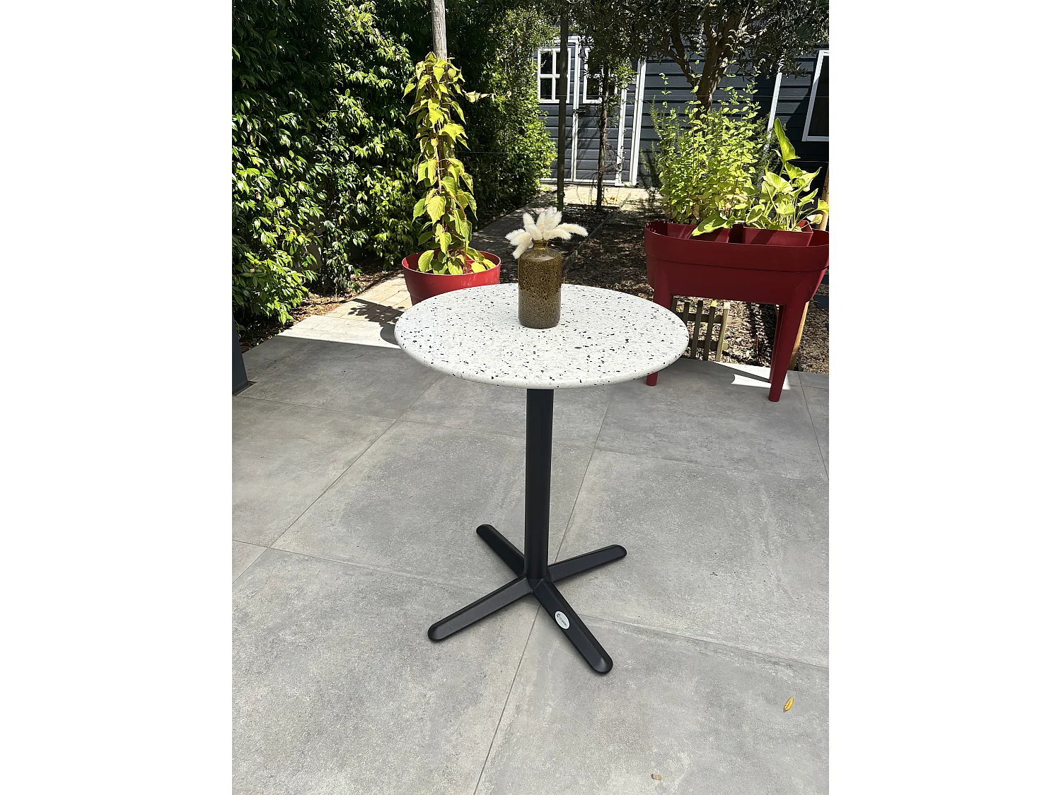 Set da pranzo da giardino in acciaio e terrazzo a 2 posti