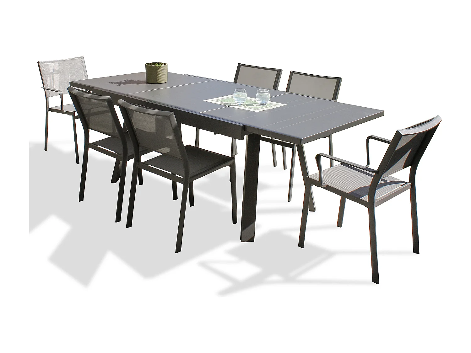 Ensemble repas de jardin 6 places en aluminium