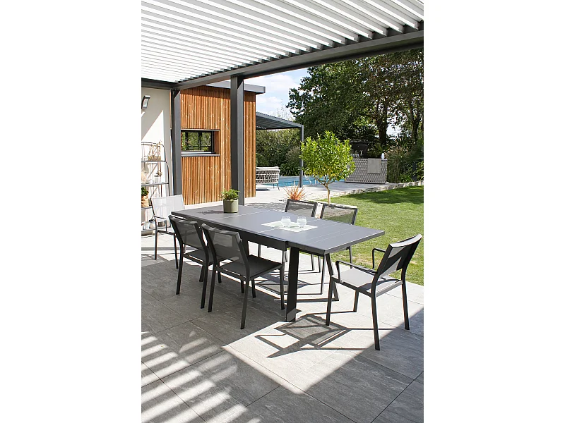 Ensemble repas de jardin 6 places en aluminium