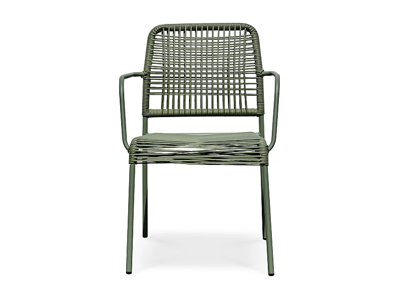 Poltrona da giardino impilabile in corda e acciaio