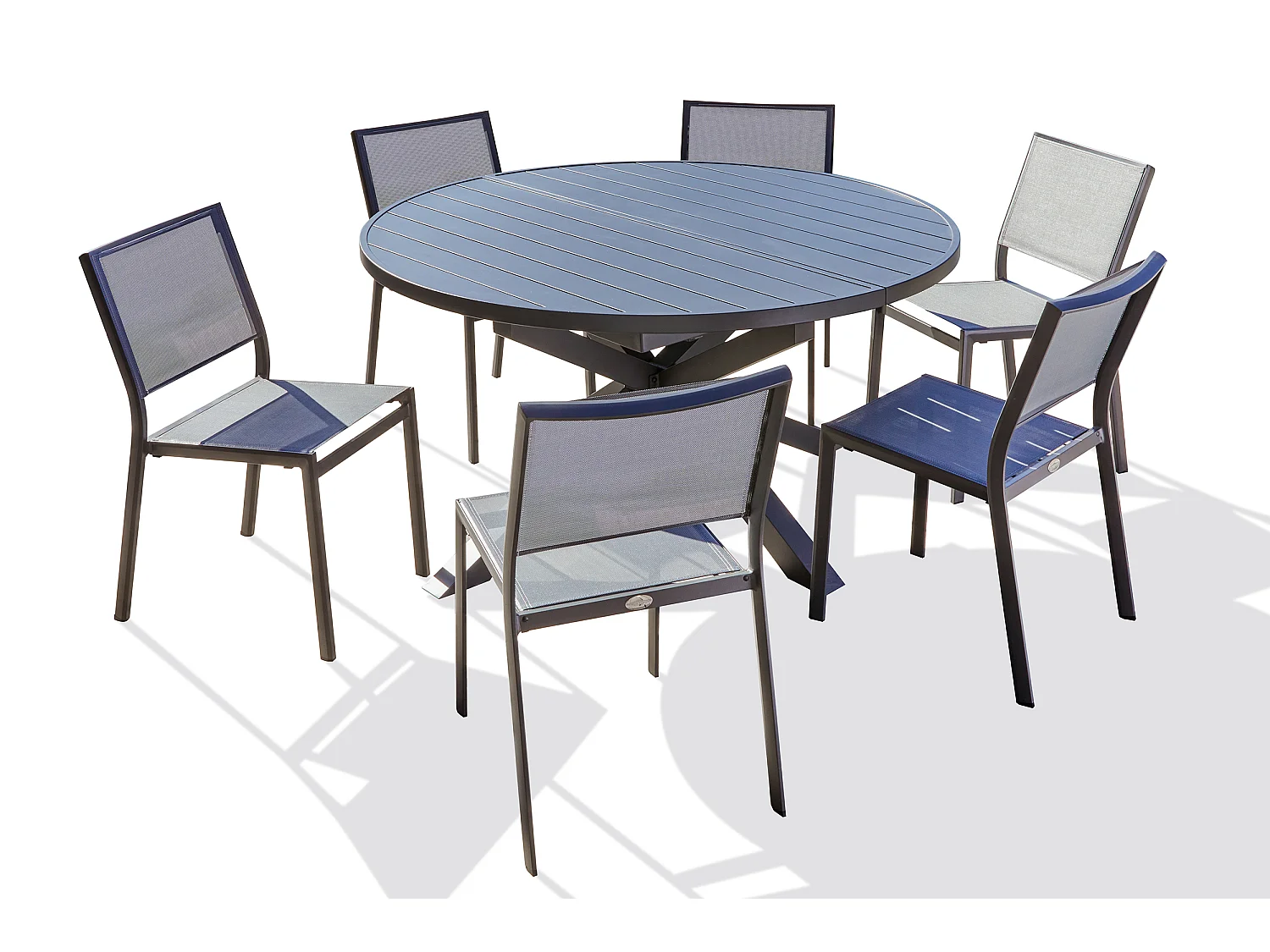 Ensemble repas 6 places en aluminium avec rallonge papillon