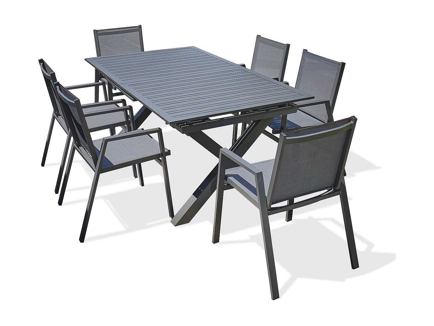 Conjunto de jantar de jardim em alumínio com 6 lugares