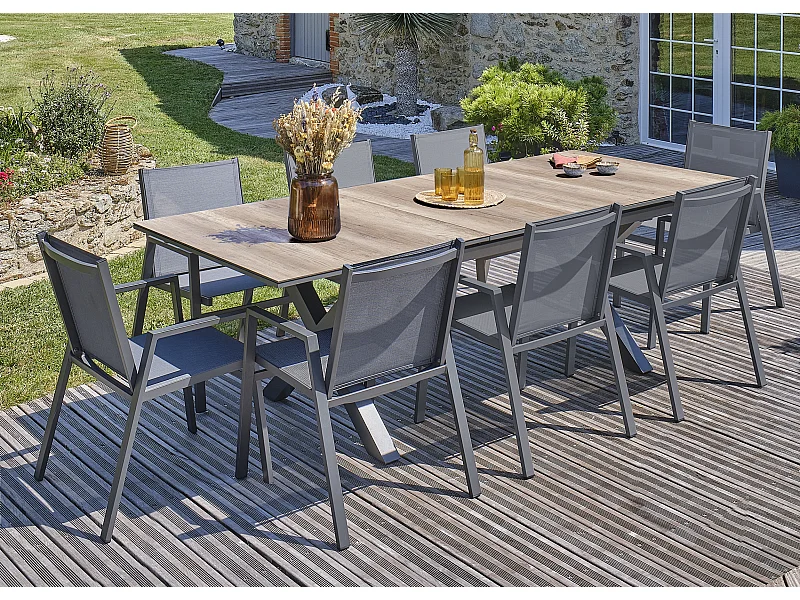 Ensemble repas de jardin 8 places en aluminium