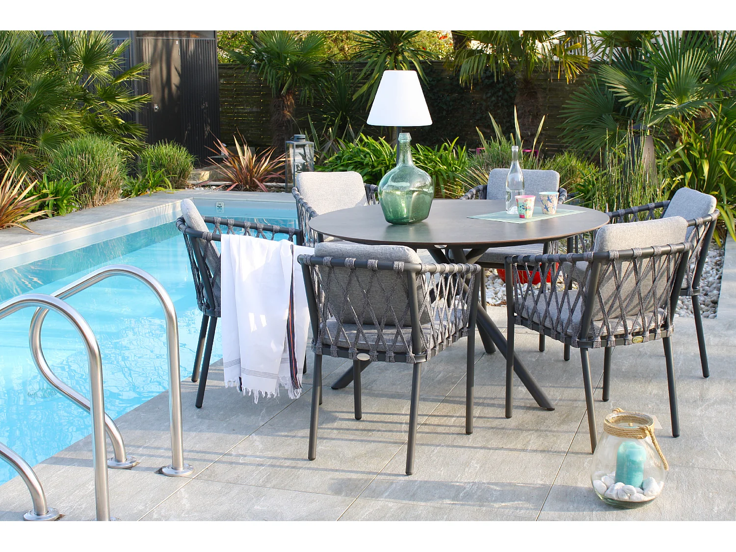 Ensemble repas de jardin 6 places en aluminium