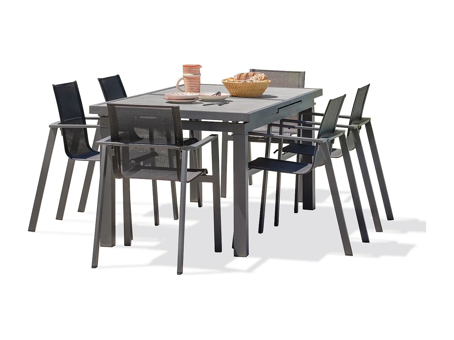 Ensemble repas de jardin 6 places en aluminium