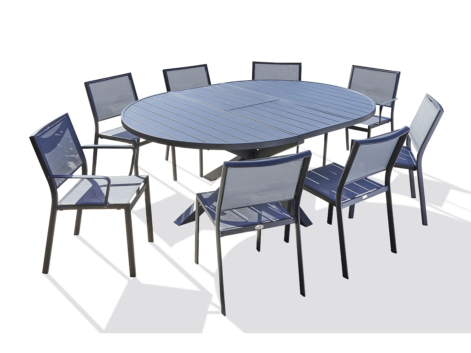 Ensemble repas 8 places en aluminium avec rallonge papillon