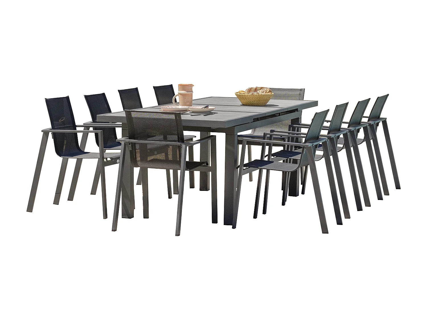 Ensemble repas de jardin 10 places en aluminium