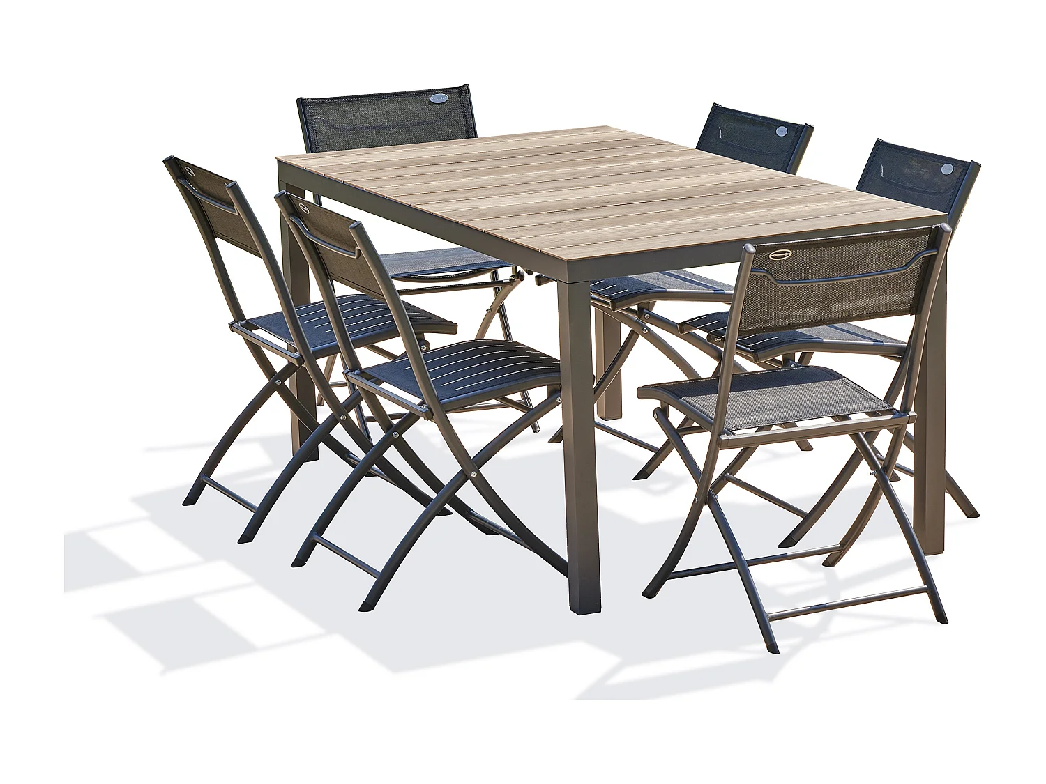 Ensemble repas de jardin 6 places en aluminium
