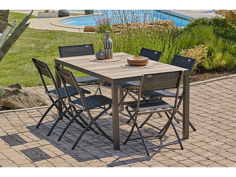 Ensemble repas de jardin 6 places en aluminium