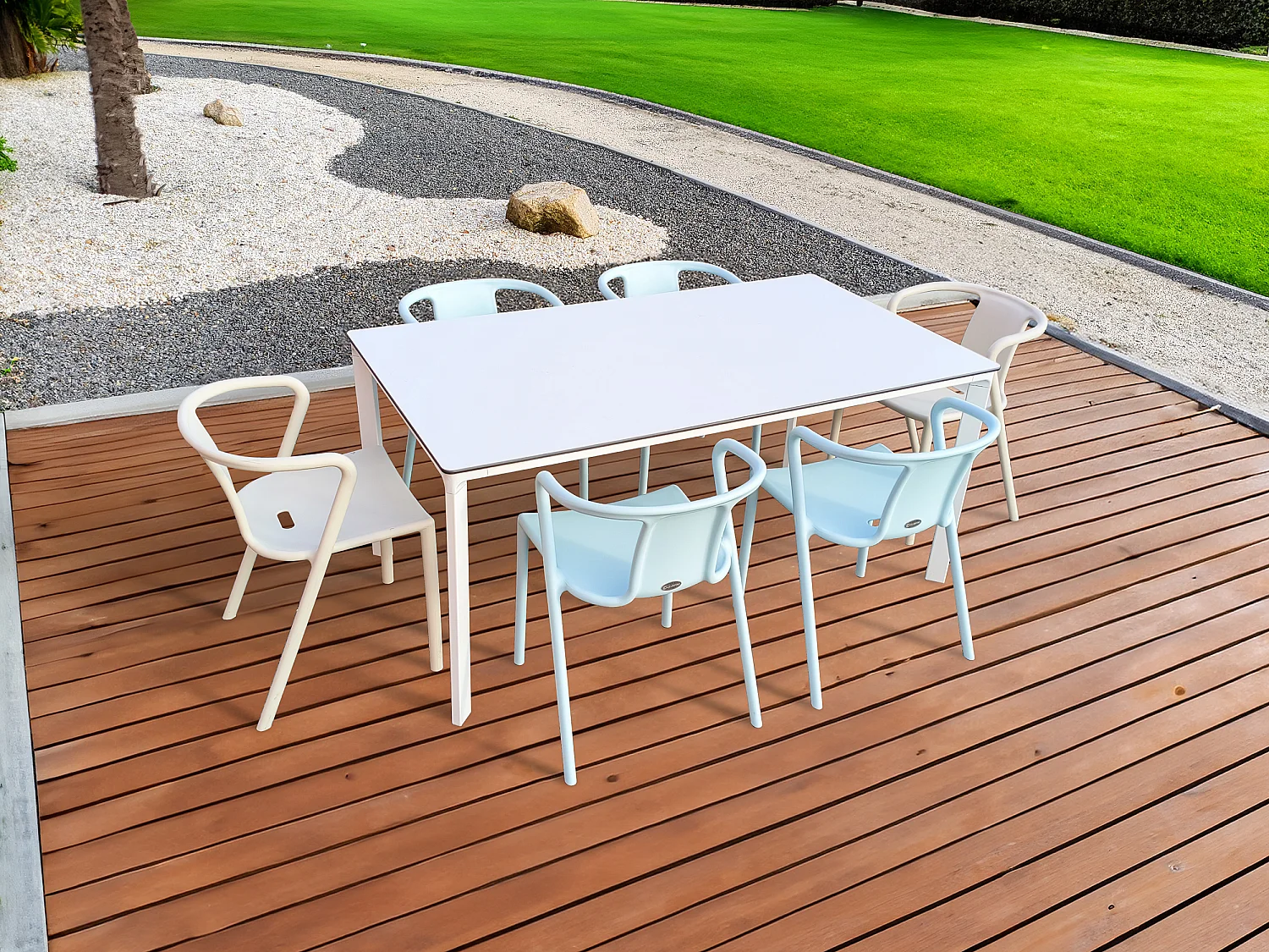 Conjunto de comedor de jardín 6 plazas de aluminio lacado