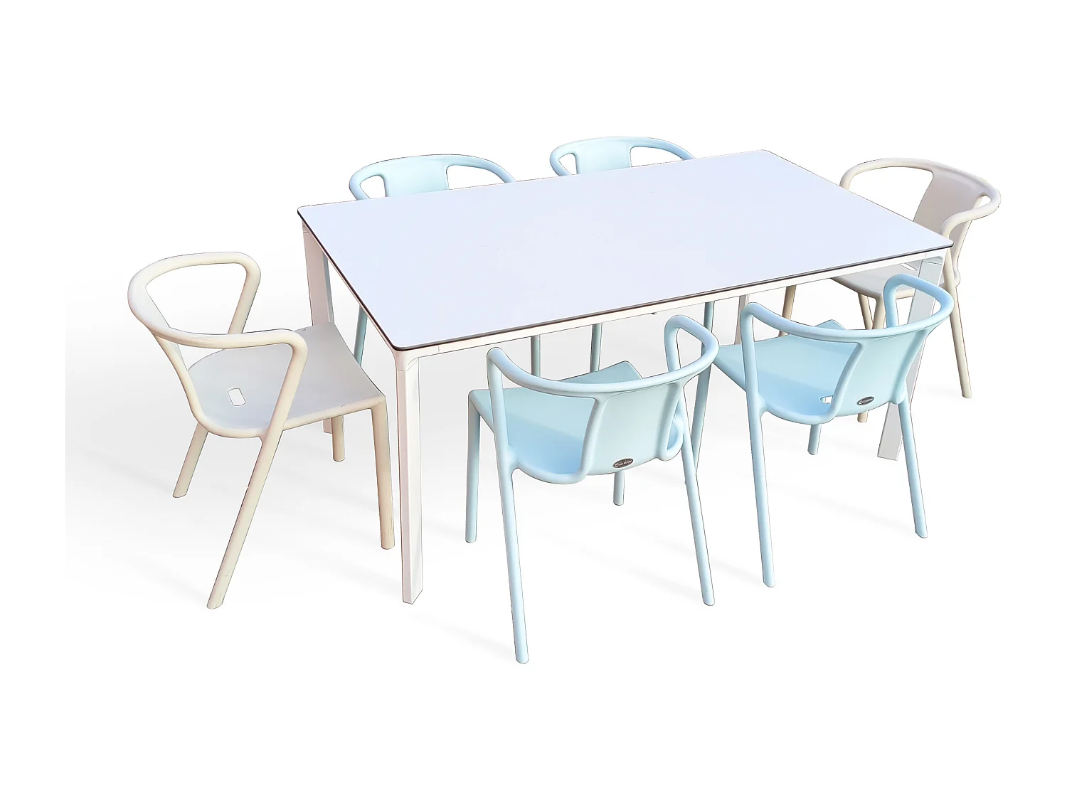 Conjunto de comedor de jardín 6 plazas de aluminio lacado