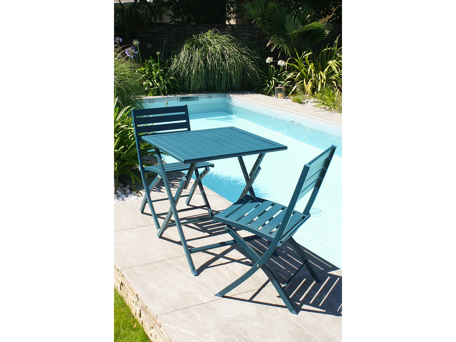 Ensemble repas de jardin 2 carré places en aluminium  - MARIUS
