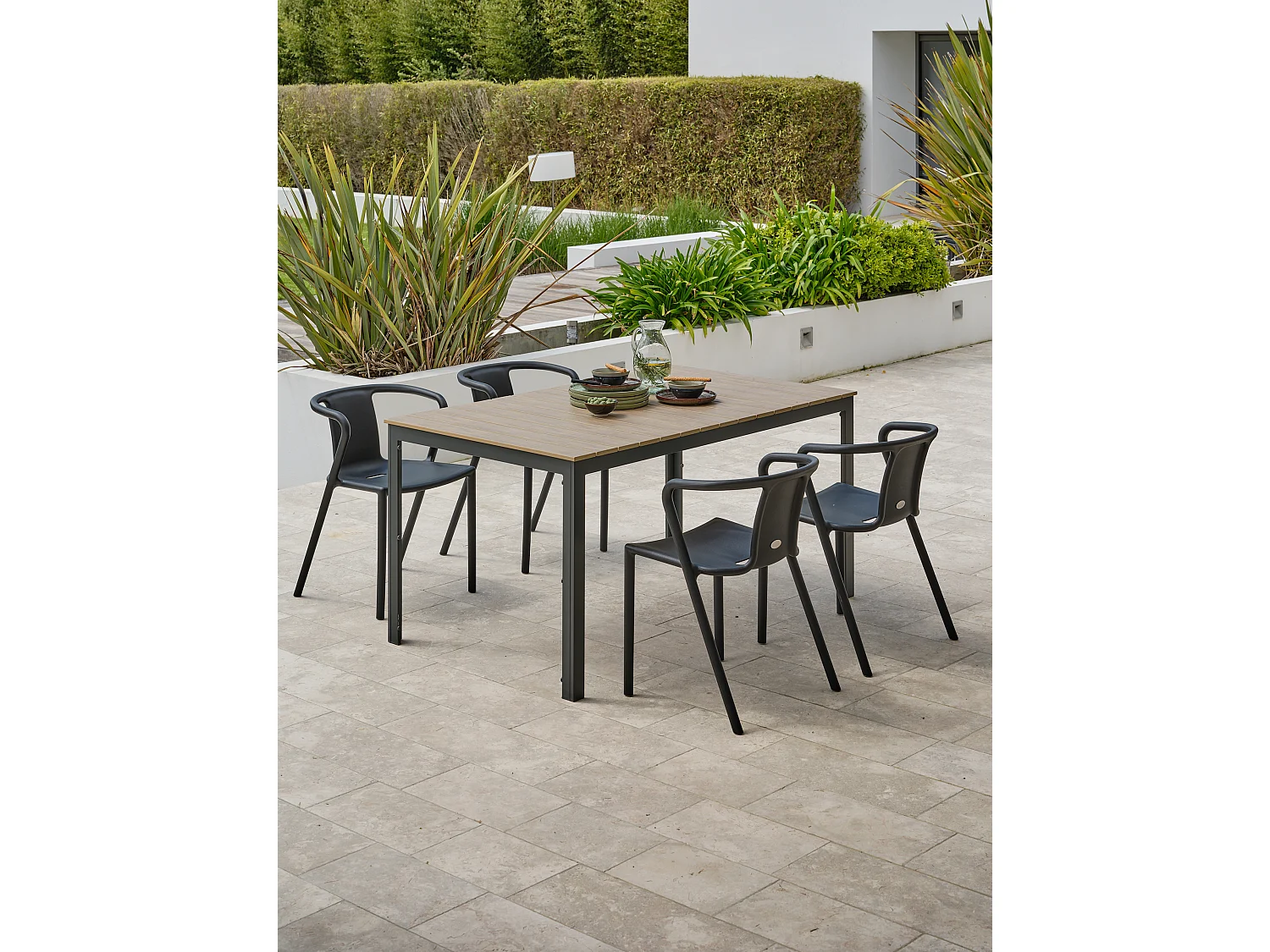 Set da pranzo da giardino 4 posti in alluminio