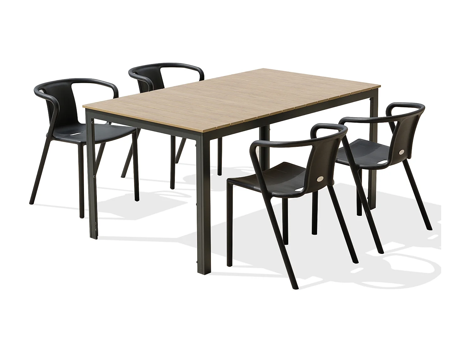 Set da pranzo da giardino 4 posti in alluminio