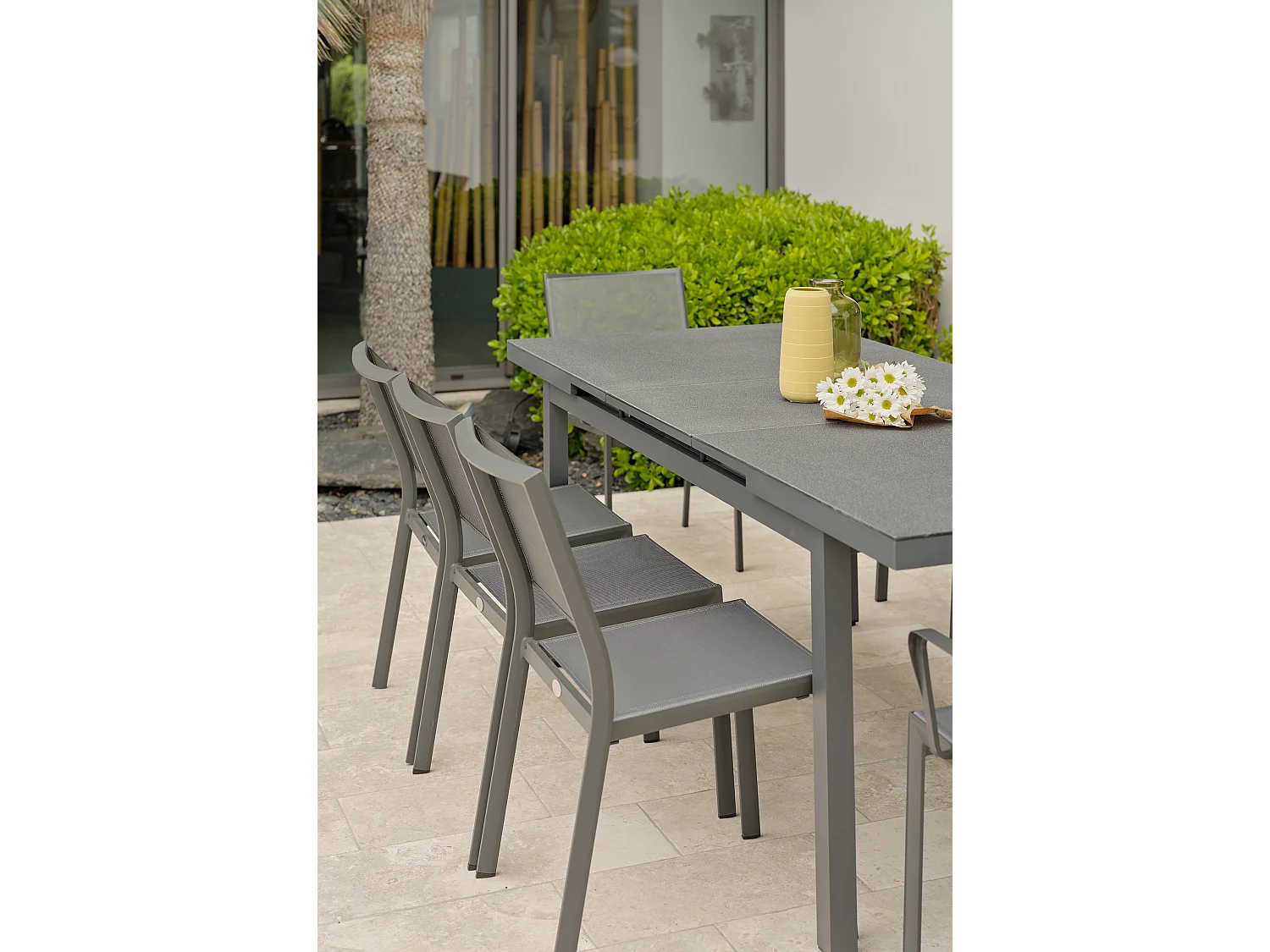 Conjunto de comedor de 8 plazas en aluminio