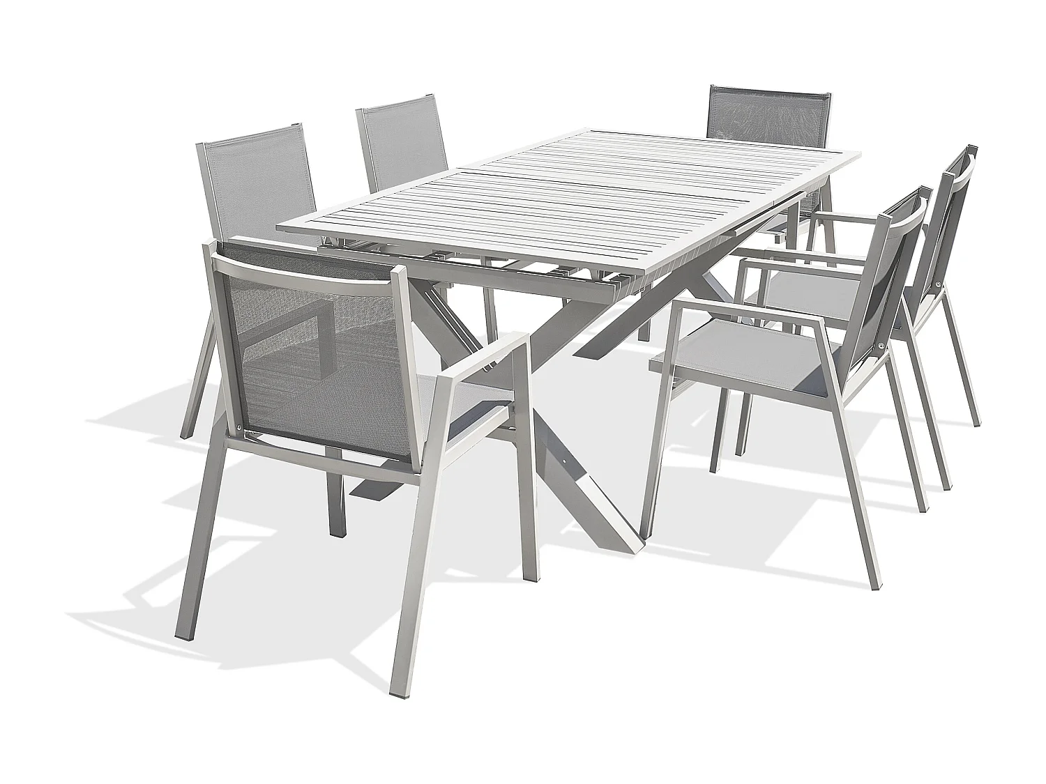 Ensemble repas de jardin 6 places en aluminium