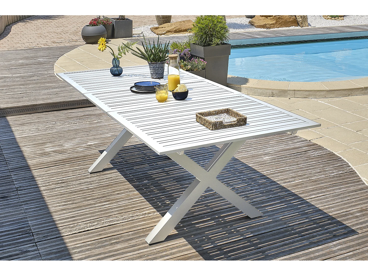 Conjunto de jantar de jardim em alumínio com 6 lugares