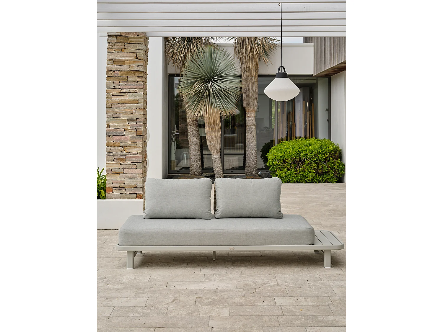 Salón de jardín de esquina 6 plazas cuerda trenzada y aluminio