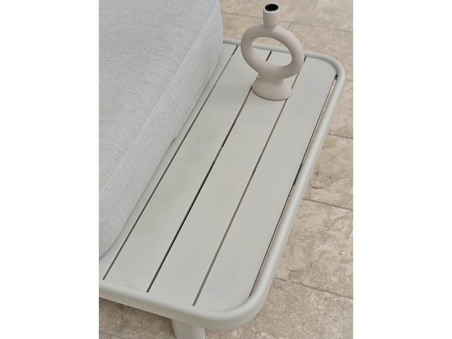 Conjunto de mobiliário de jardim de canto de 6 lugares em corda entrançada e alumínio