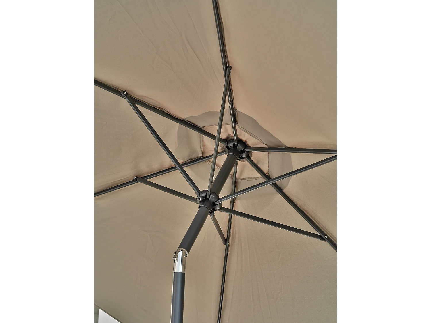 Sonnenschirm mit Handkurbel, Aluminium, Stoff Khaki