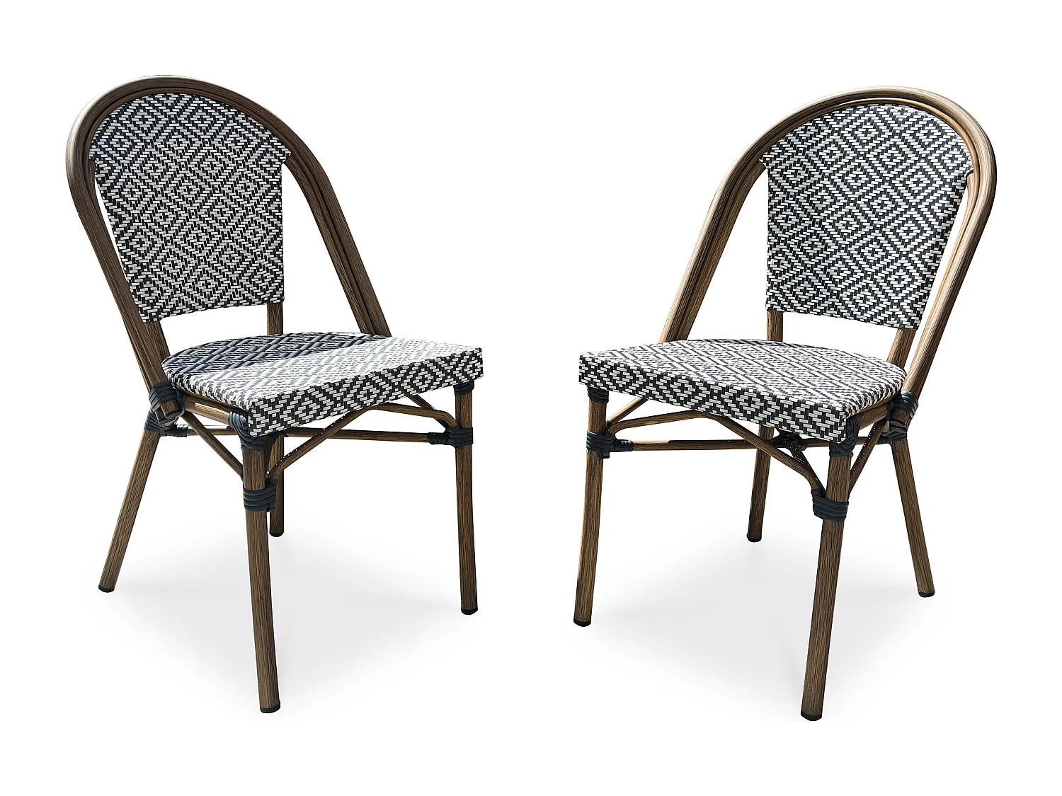 Lot de 2 fauteuils de jardin empilables en aluminium - BISTRO