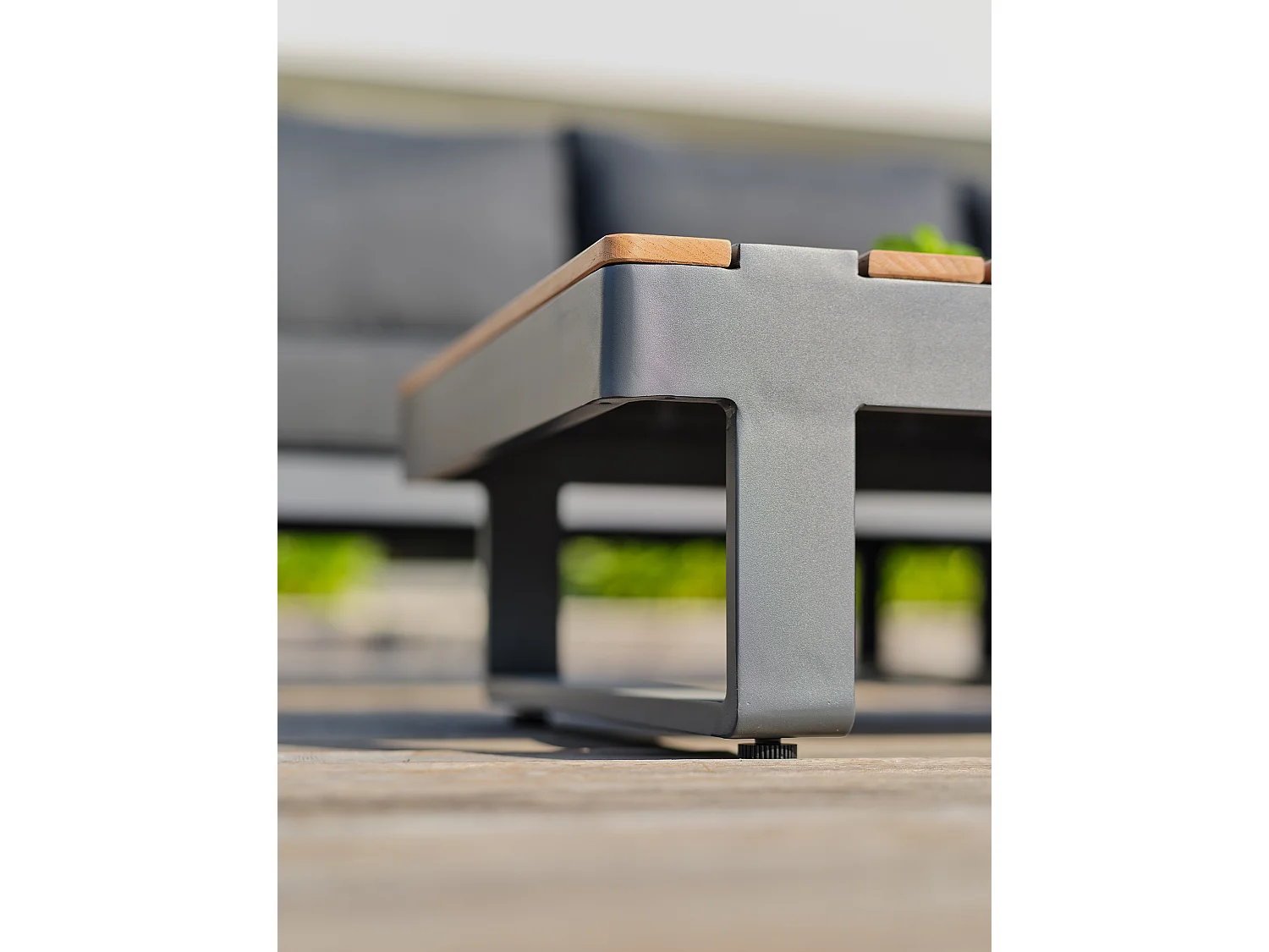 Salon de jardin d'angle 6 places en teck et aluminium  - ALICANTE