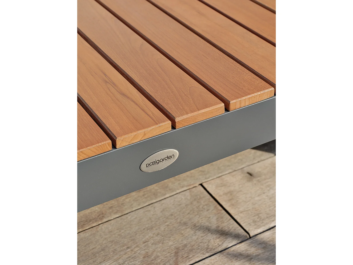 Salon de jardin d'angle 6 places en teck et aluminium  - ALICANTE