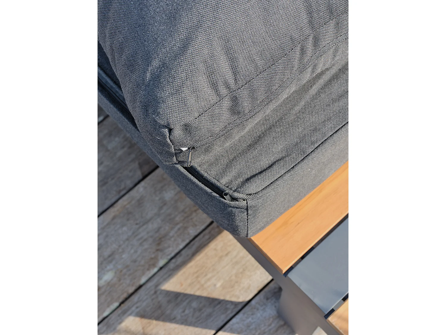 Salon de jardin d'angle 6 places en teck et aluminium  - ALICANTE