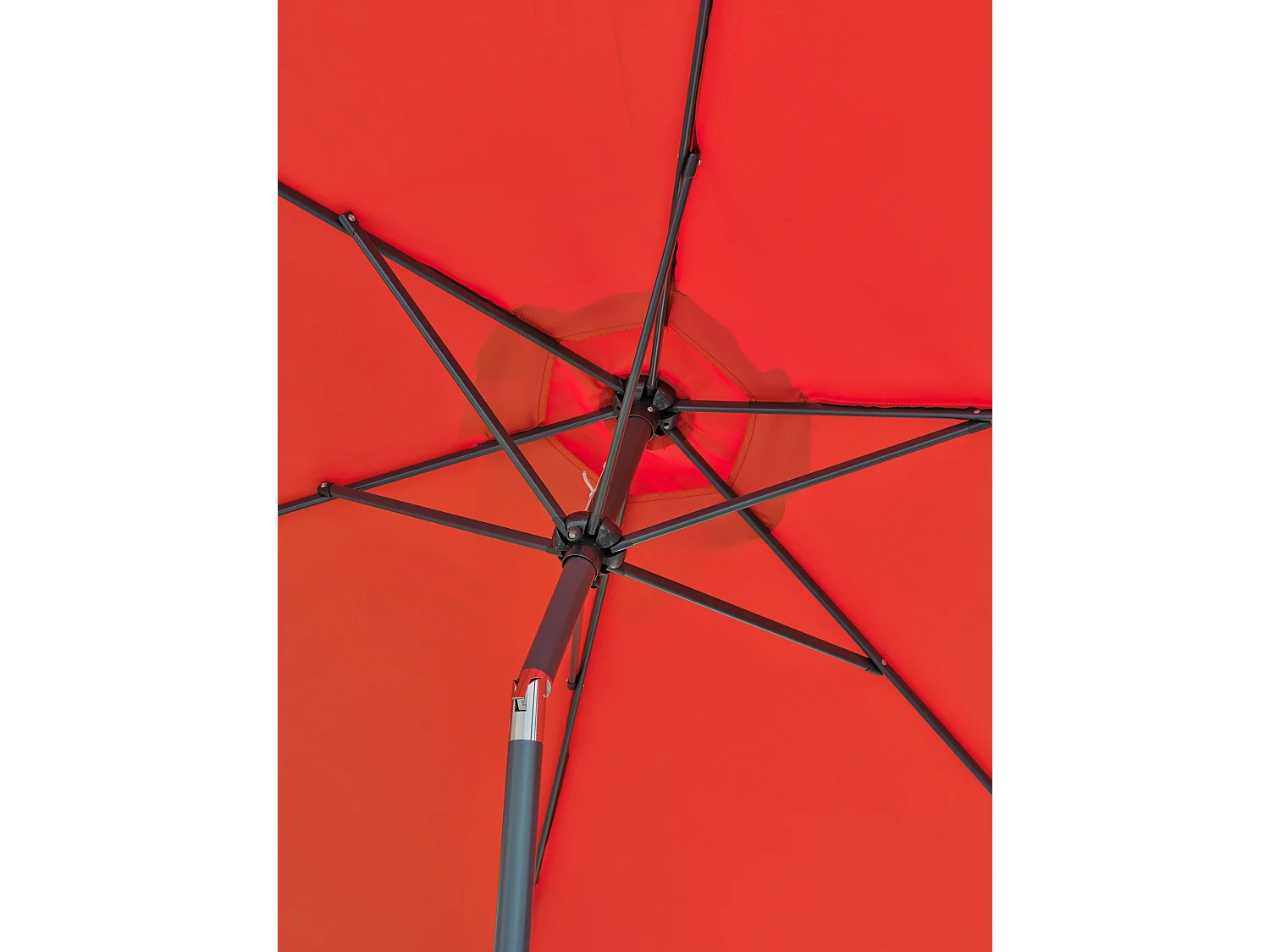 Sonnenschirm mit Handkurbel, Aluminium, Stoff Terrakotta