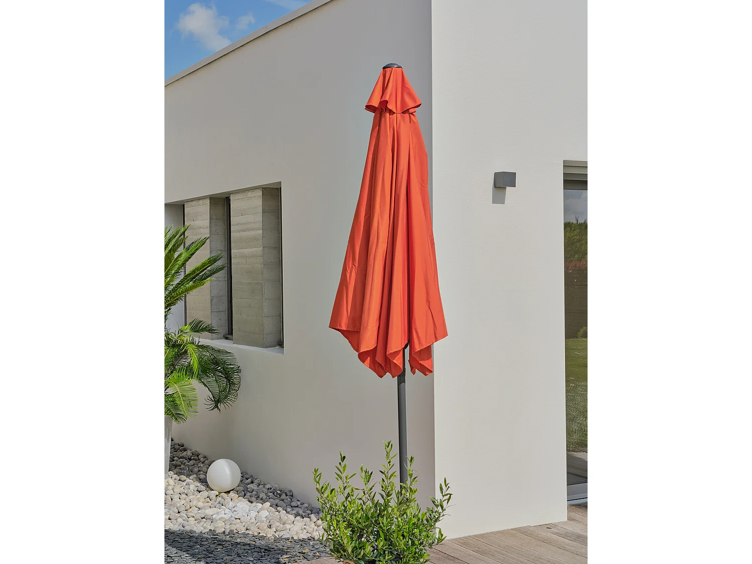 Parasol met zwengel in aluminium en doek - MARBELLA