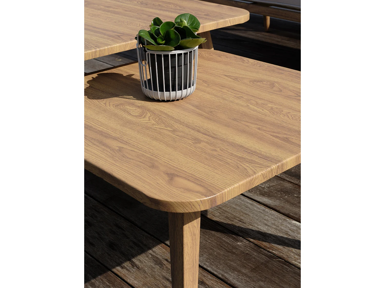 5-Sitzer-Gartenmöbel aus Aluminium in Holzoptik