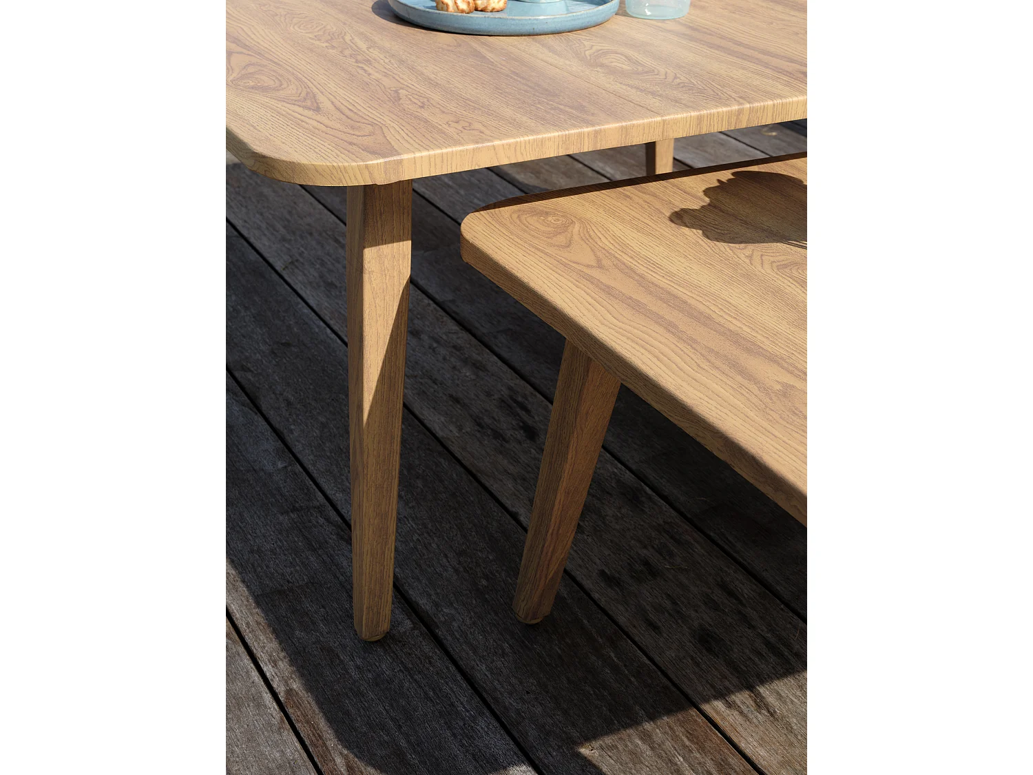 5-Sitzer-Gartenmöbel aus Aluminium in Holzoptik