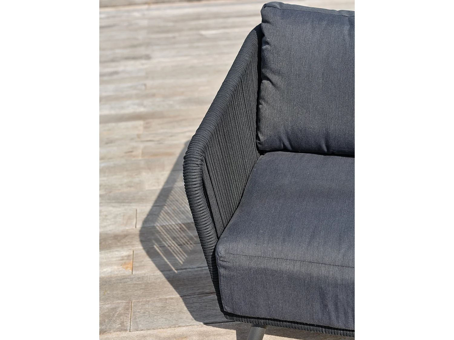 Salon bas de jardin 5 places en aluminium et corde tissée